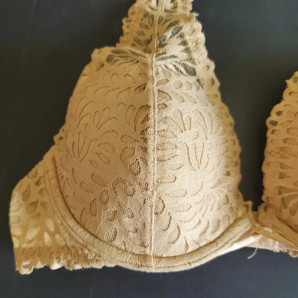 LA SENZA Lingerie Cream Lace Halter Underwire Bra Style 34C Very Good Condition - Picture 2 of 10